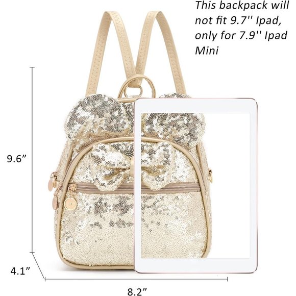 Bowknot Polka Dot Mini Backpack And Convertible Shoulder Bag Purse for Women - Picture 2 of 7